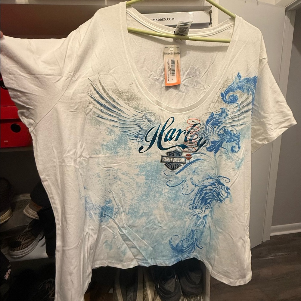 Harley-Davidson Devoted Angel Graphic Tee White Scoop Neck 3X Plus NWT